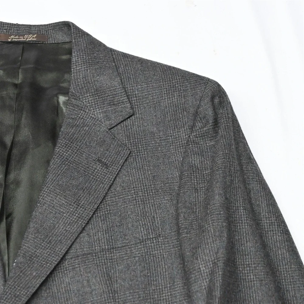 NEW Deadstock Vtg USA Made 41L 42L Brown Check‎ Flannel Blazer Sport Coat Jacket